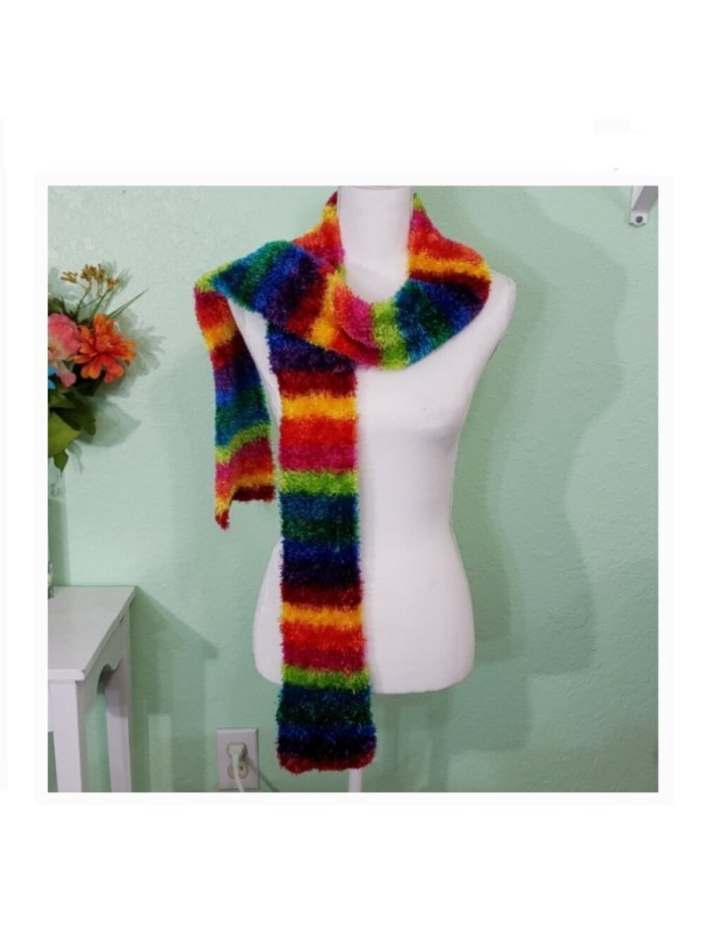 Beautiful Vibrant Colorful Soft Furry Scarf Sash All the Colors of the Rainbow